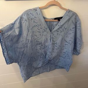 Marc New York Light Blue Eyelet Blouse